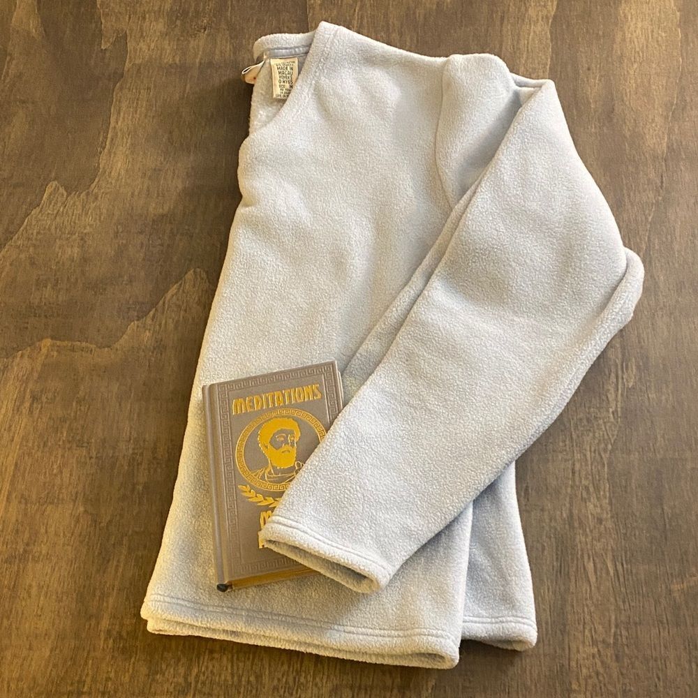 LL Bean Light Blue V-Neck Fleece Pullover